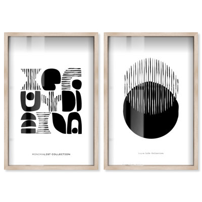 Geometric Equilibrium Shadowbox Print Modern Abstract Art Set by Art Remedy, Black Frame, 10 x 15