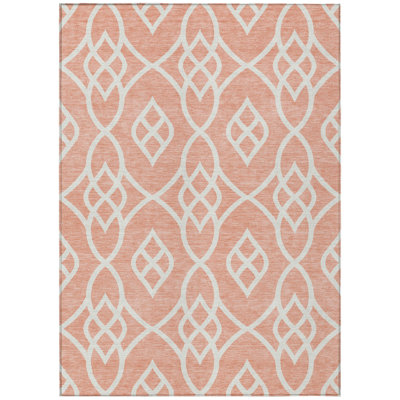 Tapis lavable pour l'extérieur 5 pi x 8 pi saumon et ivoire