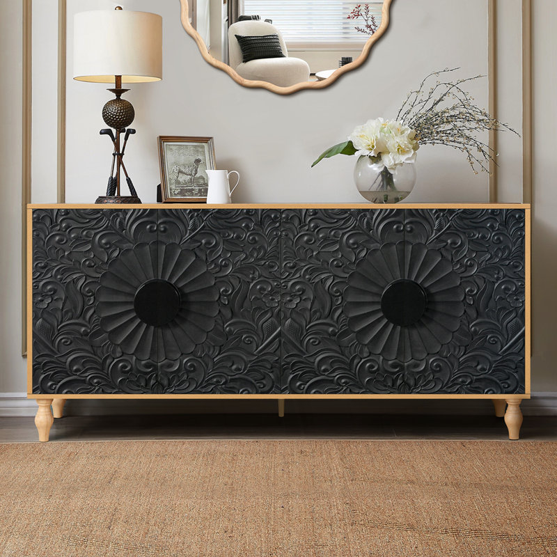 Grande armoire de rangement Carved, Brun / noir