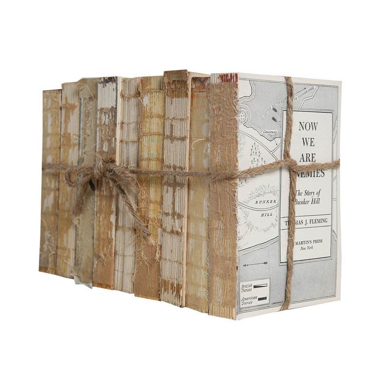 Decorative Books - Vintage Paper & String Book Bundle - 1 Foot of Tan Books