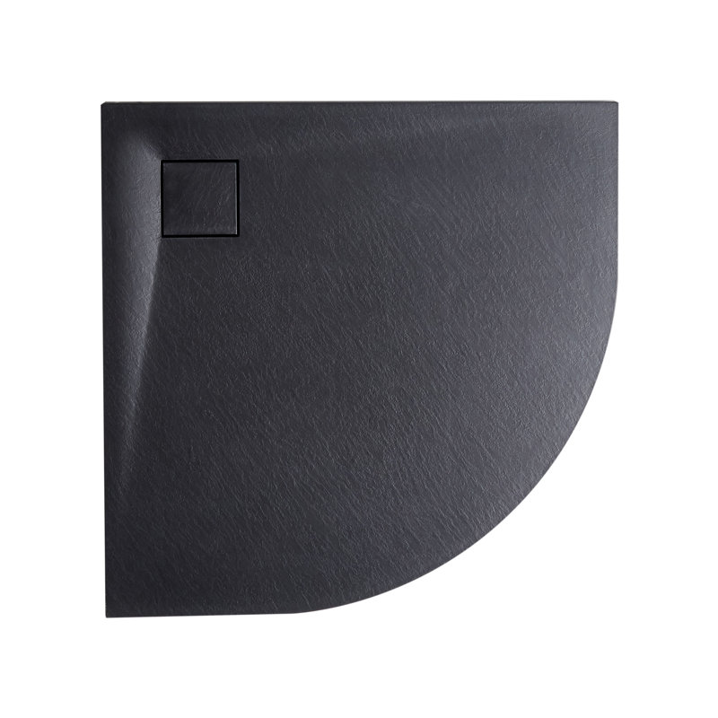 PARON Shower Tray Grey 90 x 90 x 3 cm, 3cm H x 90cm W x 90cm D, Black