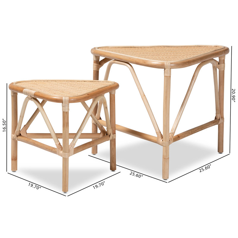 Nancee 20.9'' Tall 3 Legs Rattan End Table Set