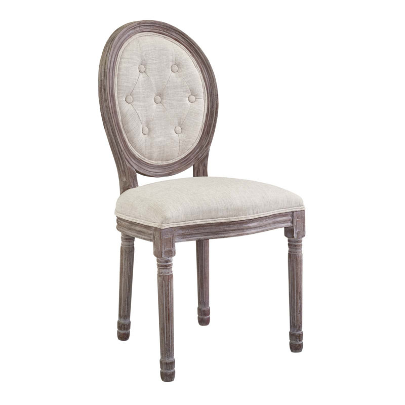 Modway Arise Vintage French Upholstered Fabric Dining Side Chair, Beige Polyester Blend, 4