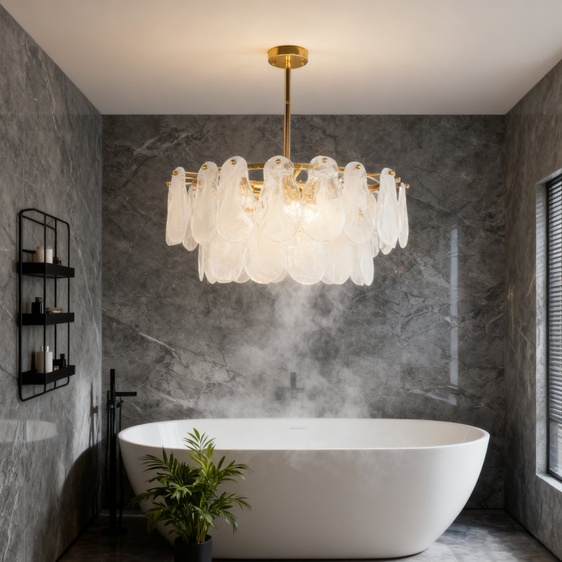 23.6" 6-Light Modern Gold Double-Layer Glass Chandelier