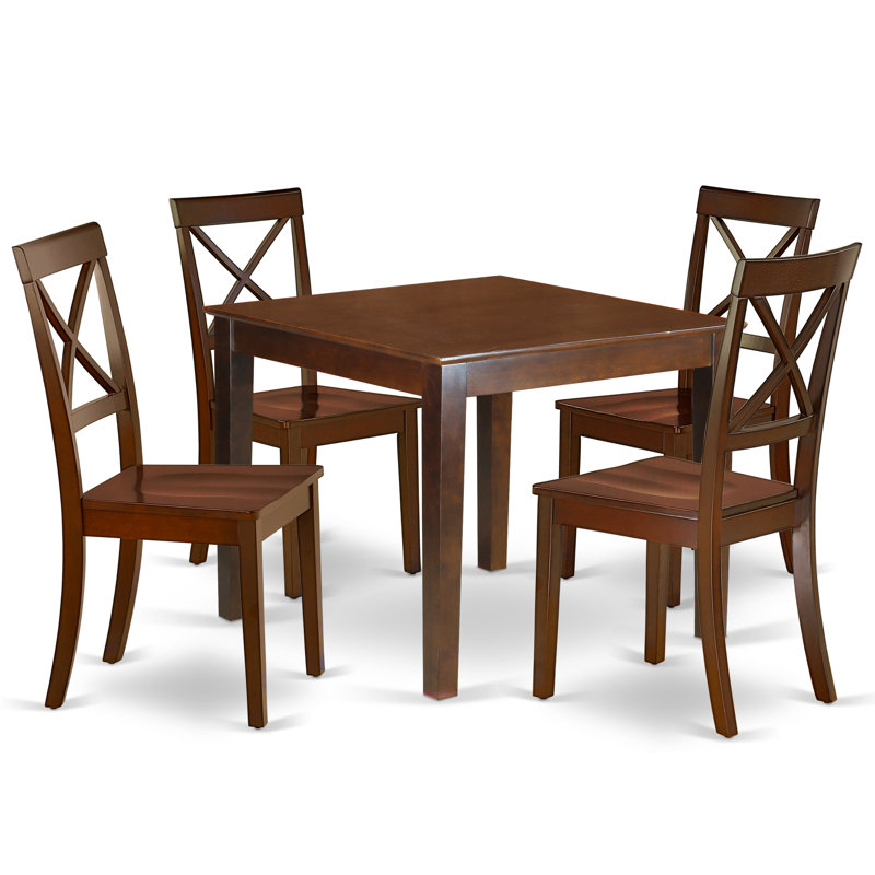 Ensemble de table de salle à manger 5 pièces pour 4 personnes comprenant une table de cuisine carrée et 4 chaises de salle à manger, acajou