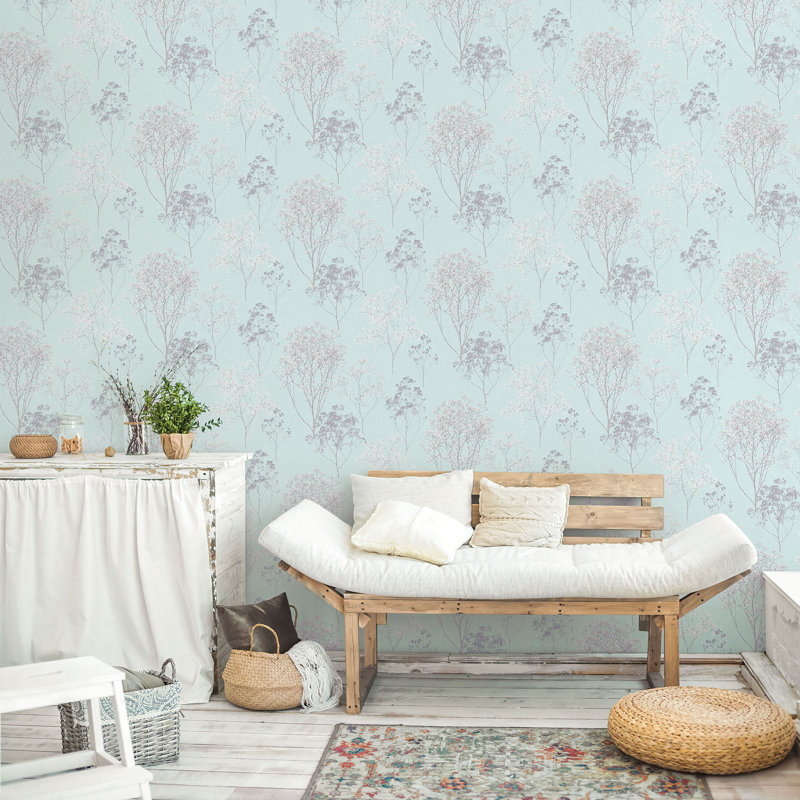 Piumafua 10m x 52.8cm Matte Wallpaper Roll, Blue