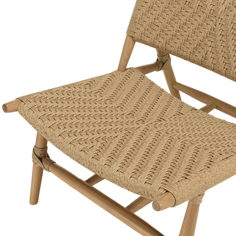 Set Of 2 Teak Synthetic Garden Lounge Armchairs. Relief