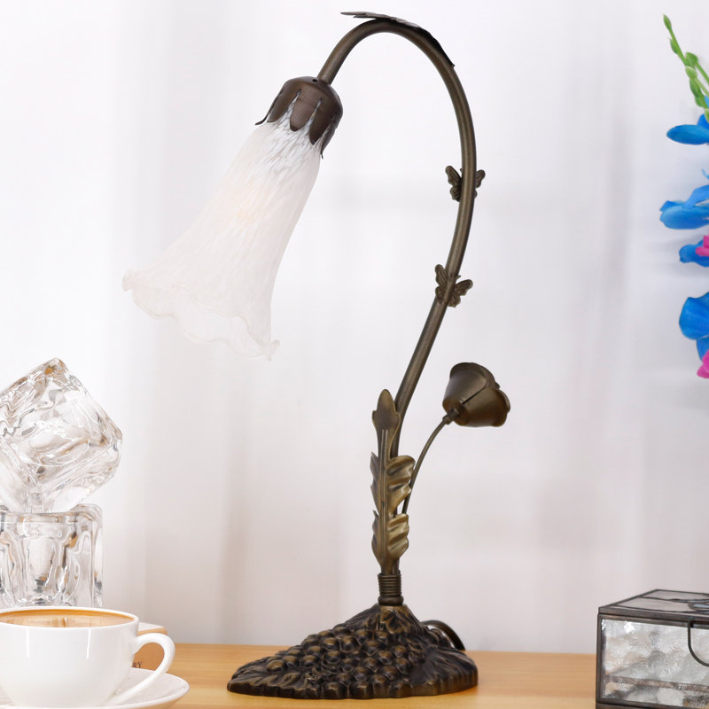 Ambania Metal Desk Lamp, White Alabaster