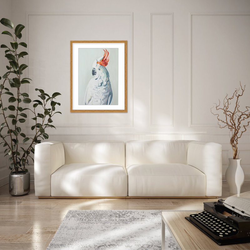 Cockadoo blanc inspiré de la nature par Jenny Westenhofer, H 24 po x l 16 po