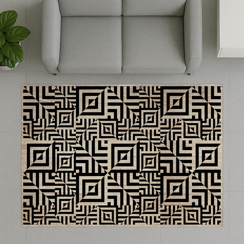 Geometric Area Rug, Runner 70 x 140 cm