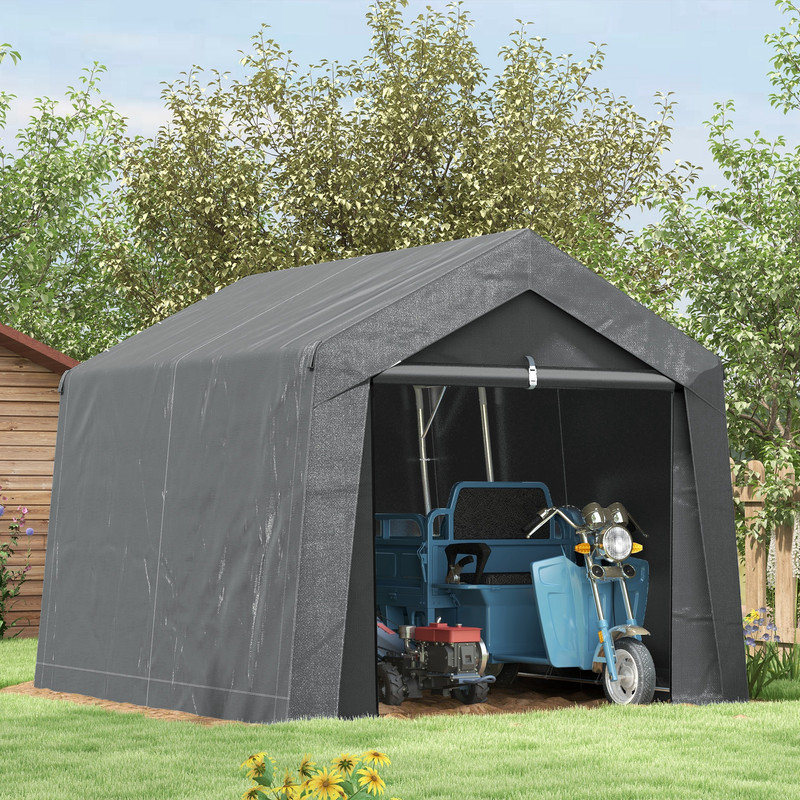 Portable Steel 3.6x2.1m Outdoor Storage Shed, Dark Grey with Window, UV & Water Resistant for Garden Organizing