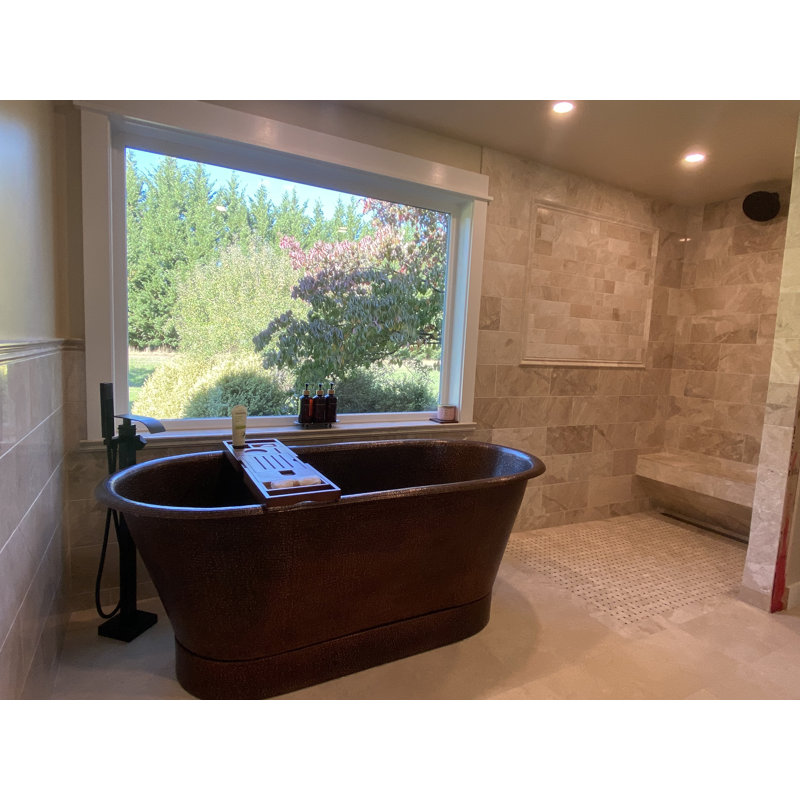 72" Hammered Copper Modern Style Bathtub