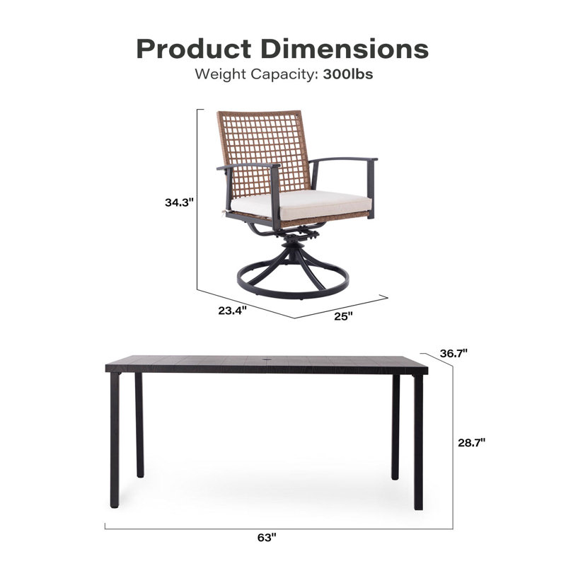 Ensemble de chaises de salle à manger pivotantes et berçantes pour 6 personnes