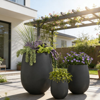 Ensemble de jardinières d'extérieur 3 tailles American Modern avec fabrication MGO résistante aux intempéries