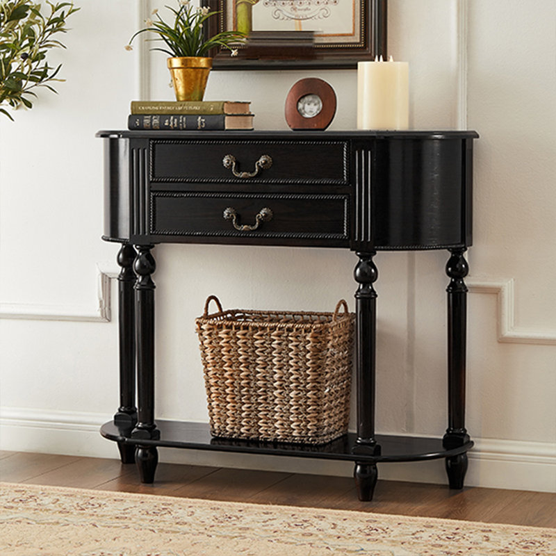 Black Solid Wood Console Table, 35.43" H x 35.43" W x 11.81" D