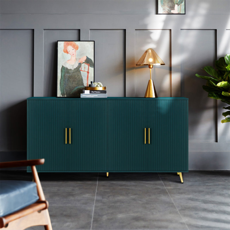 Meuble télé en bois avec armoire de rangement et tablettes réglables
