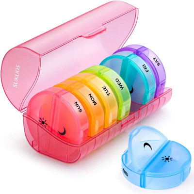  7-Day 2x Pill Organizer, Large Daily Pill Cases for Pills, Vitamins, Fish Oil & Supplements