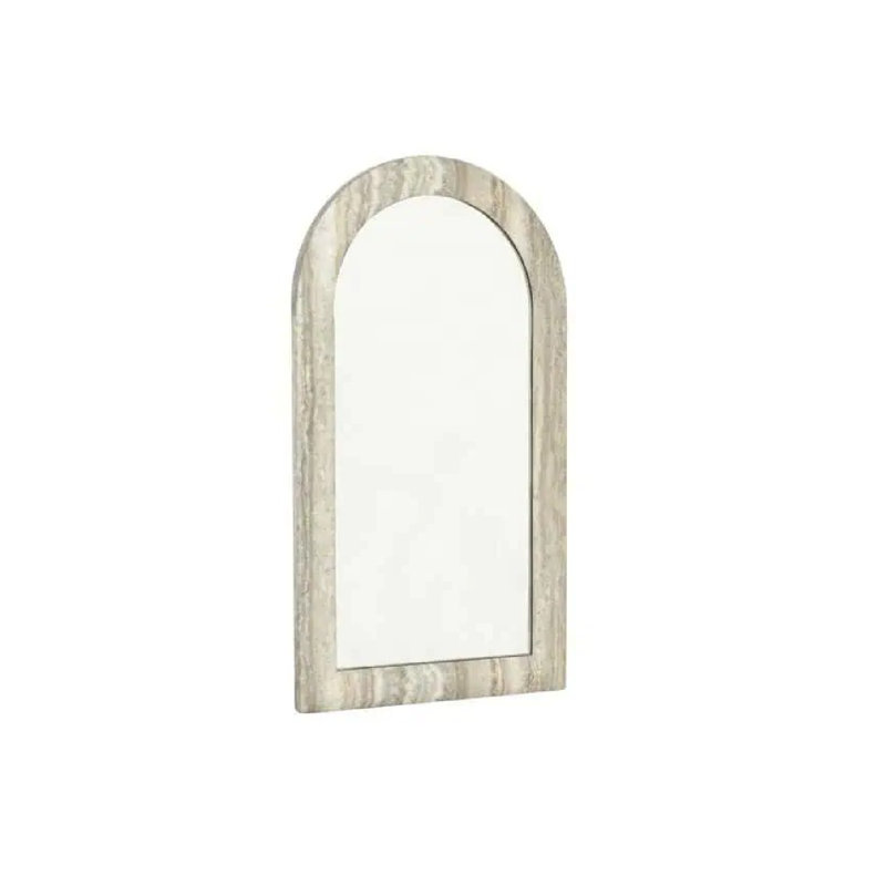 Calvo Arch Guangxi Marble; Faux Travertine; Paper; Iron; Wood Mirror