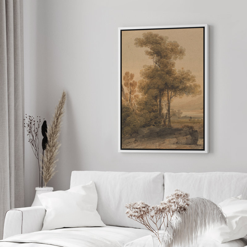 Arbre pittoresque, aquarelle sereine, pastel, paysage, illustrations, campagne française rustique, Blanc, H 36 po x l 24 po