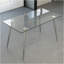 Table de salle à manger en verre, table rectangulaire moderne avec plateau en verre trempé et pieds en métal argenté, table de cuisine simpliste, table polyvalente pour le bureau personnel (0 dommage)-2143826423