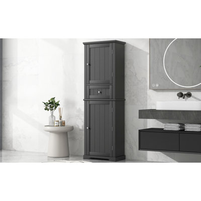 Armoire de salle de bain avec tablette réglable et tiroir inférieur latéral extérieur haut en bas