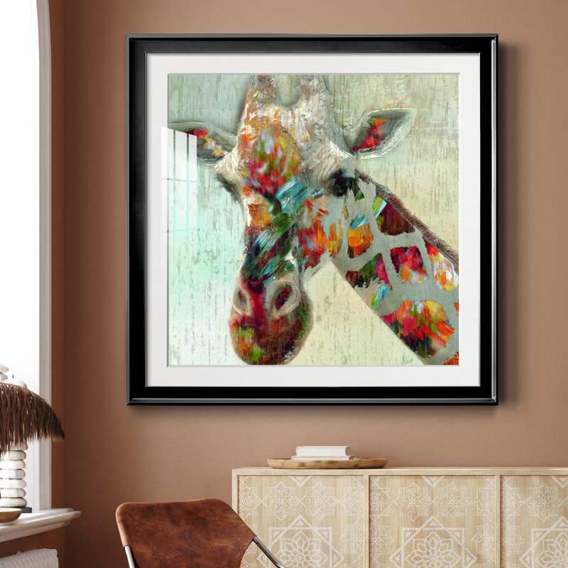 Girafe - cadre photo, impression sur papier, Papier encadré noir, H 30,5 po x l 30,5 po x P 1,5 po