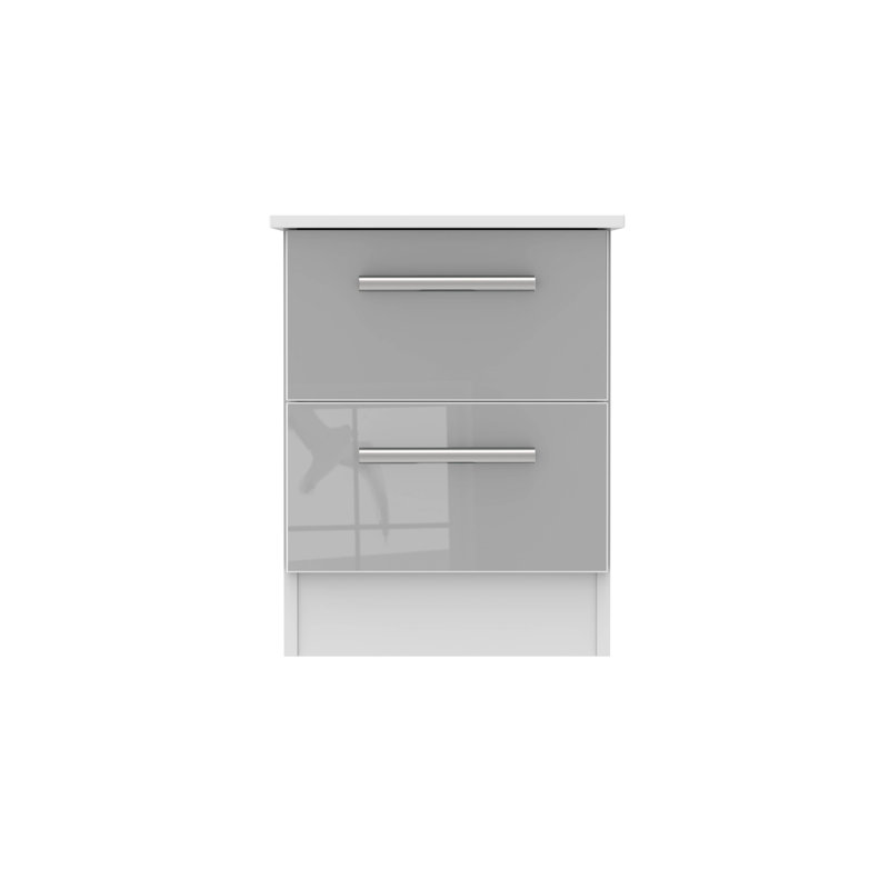 Fully Assembled Chesler 2 Drawer Bedside Table, Grey