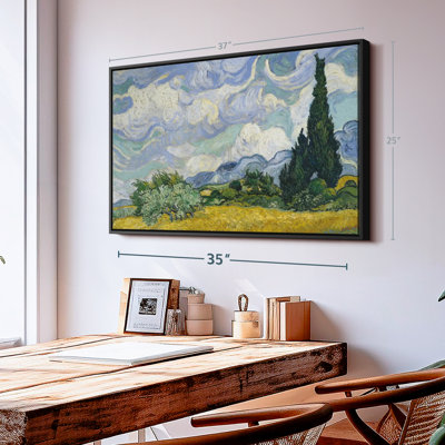"Champ de blé avec cyprès, peinture d'art mural"