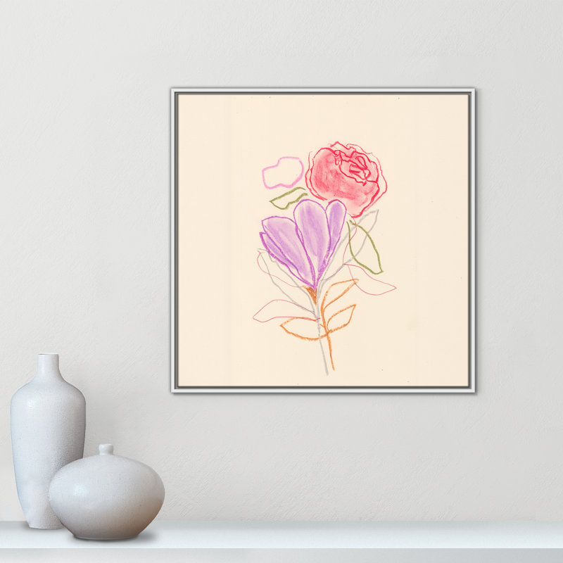 Simple Floral III - reproduction carrée par Bea Dina, Blanc, H 31,5 po x l 31,5 po