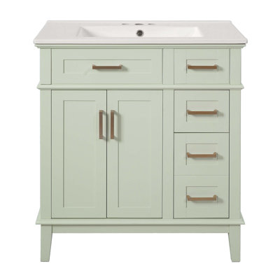Meuble-lavabo moderne avec lavabo en céramique, solutions de rangement intelligentes, fonctions de fermeture en douceur et installation facile pour les petites salles de bain