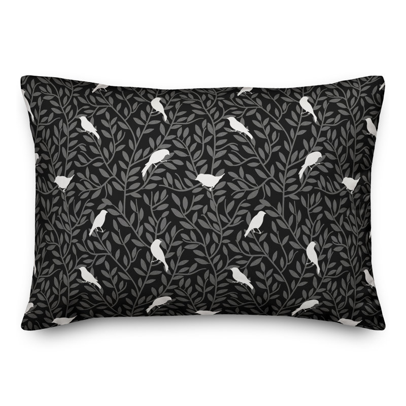  Coussin décoratif intérieur / extérieur en polyester à imprimé animal, H 14 po x l 20 po, Noir
