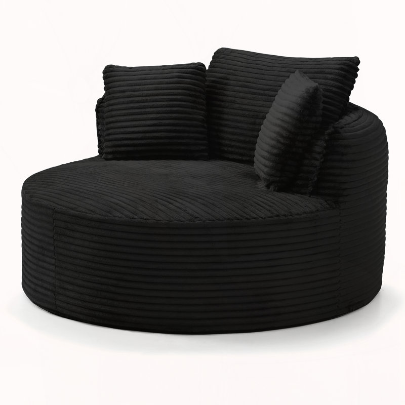 Chaise de salle de bain moderne en velours côtelé à siège profond Modern, Noir