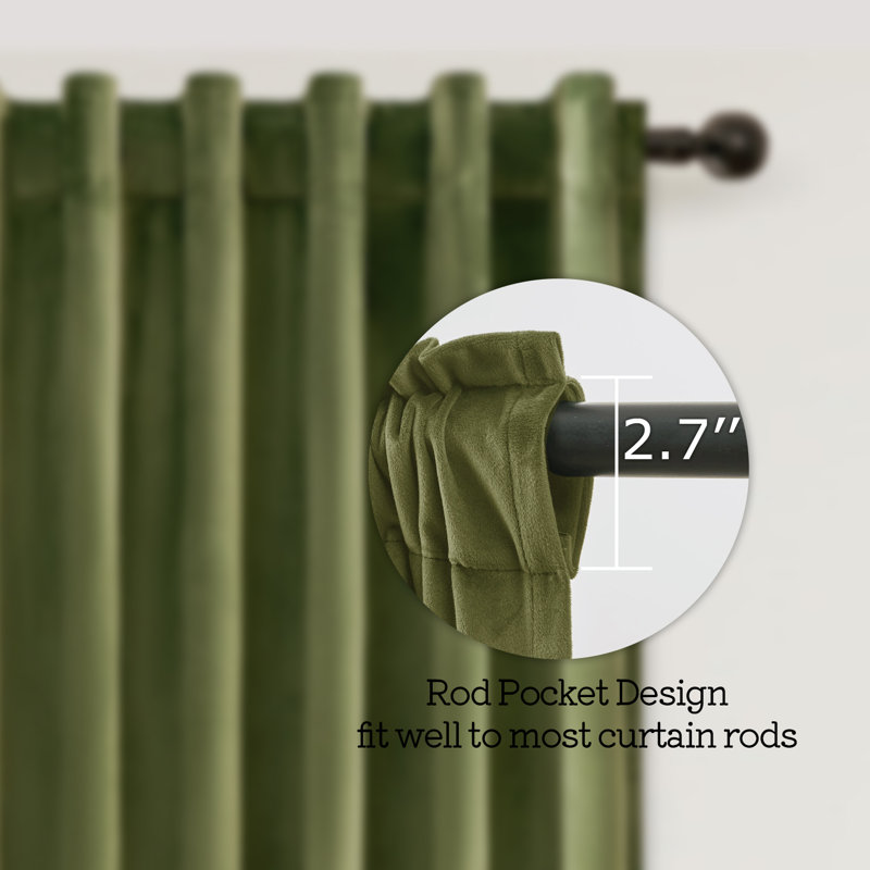 Thermal Blackout Curtain Panels, 52" W x 84" L, Olive Green