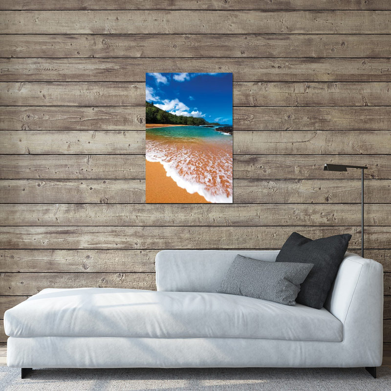 Sable et surf à la plage de Lumahai, île de Kauai, Hawaï, États-Unis par Russ Bishop - impression sans cadre