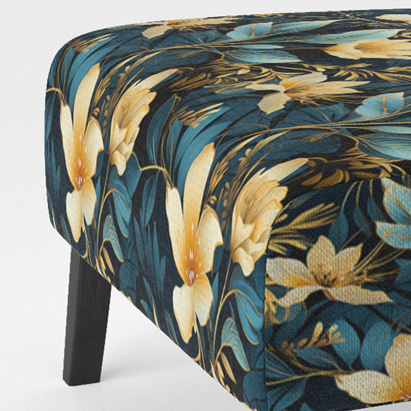 Tropical Twilight Ii Tropical Pattern - Upholstered Coastal Slipper Chair, Tropical Leaves Accent Chair