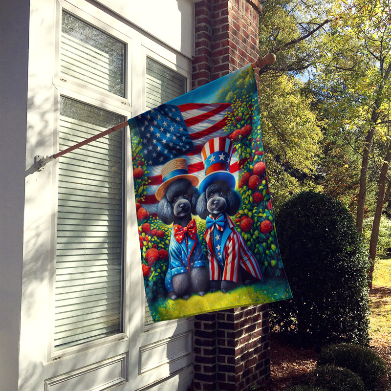 Drapeau «All American House», Vert / bleu / caniche rouge