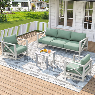 5 - Person Outdoor Aluminum Conversation Set with Swivel Chairs