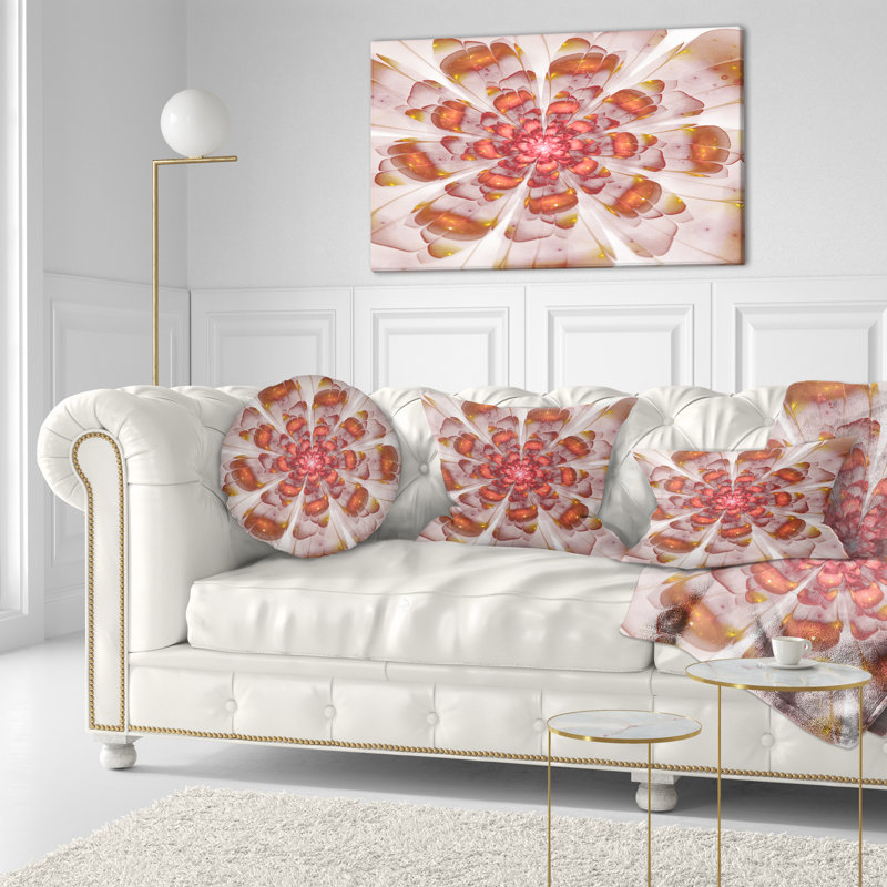 Coussin décoratif blanc à motif floral blanc et fractal