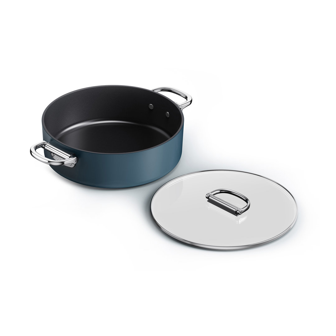 Joseph Joseph Space Ceramic Non-Stick 5 Qt. Shallow Casserole with Folding Handles and Lid Joseph Joseph