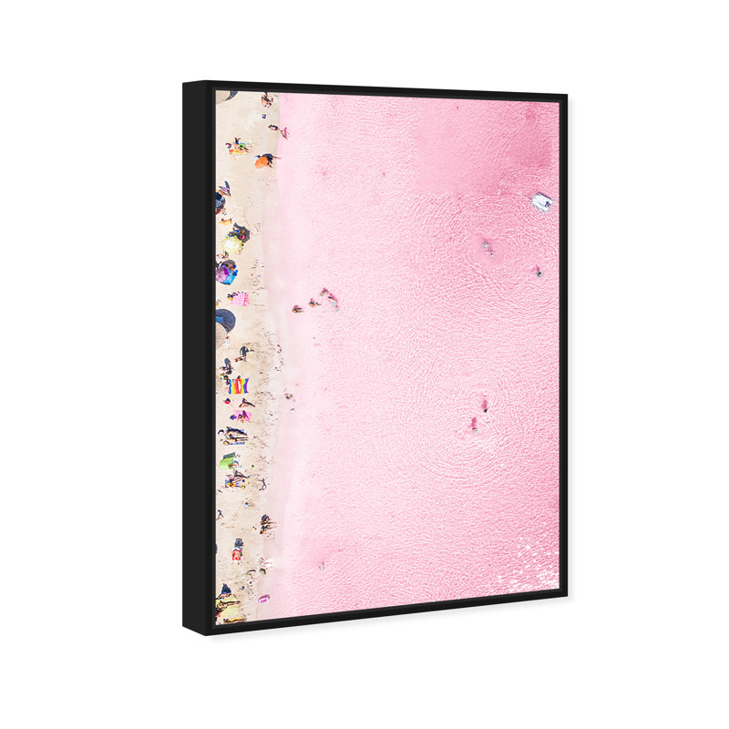 Nautique et plage rose côtière - impression, H 36 po x l 24 po, Toile avec cadre noir