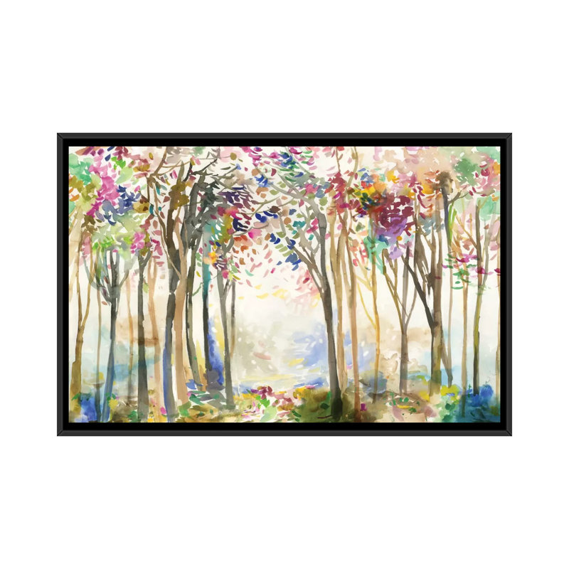 «Sunny Path II», reproduction sur toile, H 18 po x l 26 po x P 1,5 po, Toile avec cadre noir, Pas de tapis