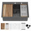 Évier de cuisine encastré en acier inoxydable de calibre 16 SUS304 de style station de travail encastrable noir L 30 po x l 22 po Gunmetal