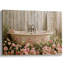 Tableau 2D sur toile, style shabby chic romantique, motif floral, baignoire, 101,6 x 76,2 cm (40 x 30 pouces) - Décoration de salon-1767787637