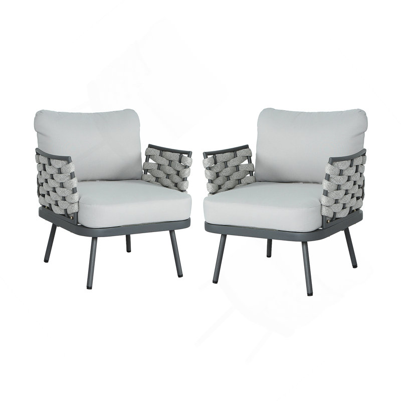 Ensemble de 2 fauteuils club en acier, gris, Gris, Gris