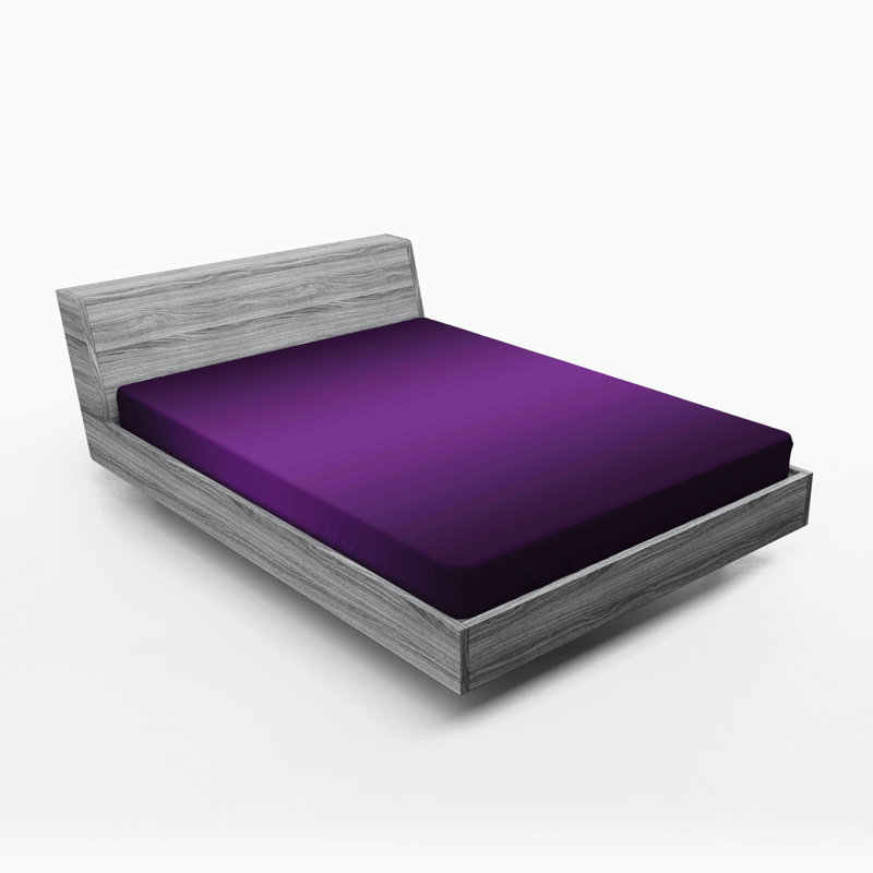 Microfiber Abstract Fitted Sheet, Queen Fitted Sheet, Purple/Black, 100% Brushed microfiber fabric