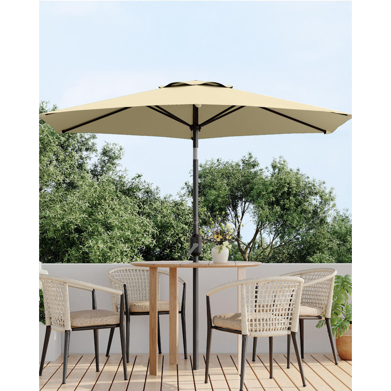 Parasol de patio 9 pi, 8 baleines robustes, Beige