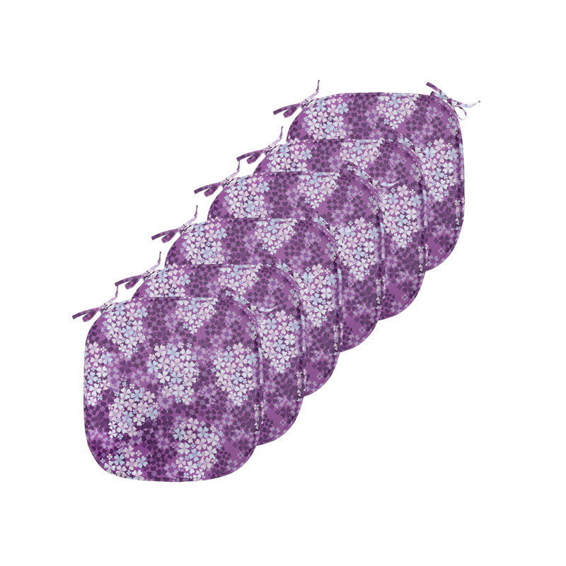 Outdoor 1.38'' Dining Chair Seat Cushion, Purple Floral 2