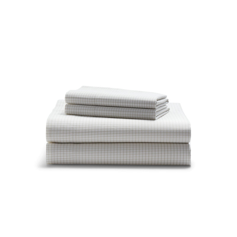 Sloane Cotton Percale Checked Sheet Set, null, null