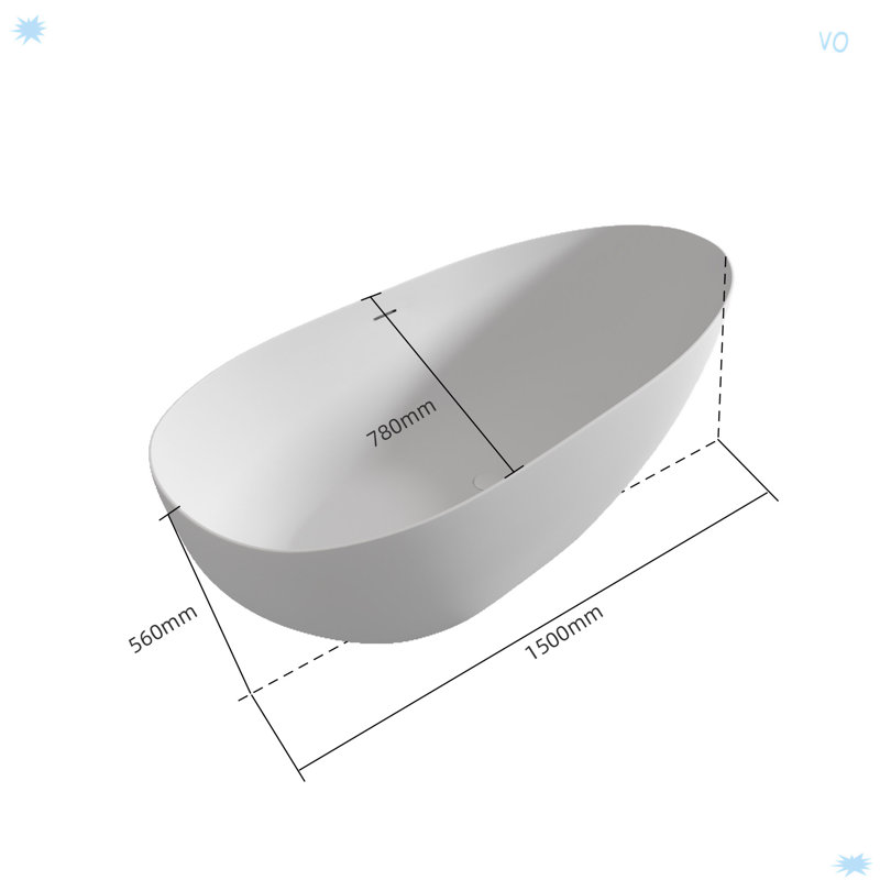 59" Solid Surface Soaking Bathtub