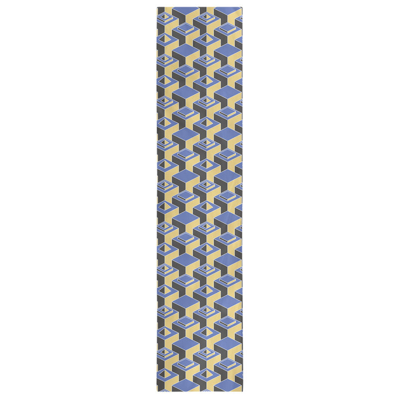 Chemin de table Classic Skyscrapers, 16 po x 90 po, Bleu/jaune